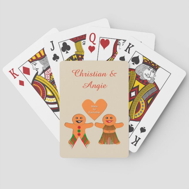 Baraja De Cartas Navidades Cuidados Gingerbread Pareja Personalizad (Reverso)