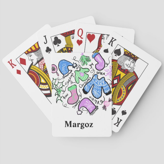 Baraja De Cartas Navidades Cuidadosos Doodles Rigurosos Patrón de S (Reverso)