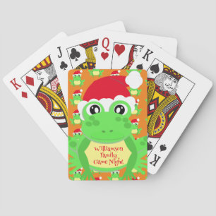 Baraja De Cartas Navidades Cute Rana Santa Hat Naranja Novedad