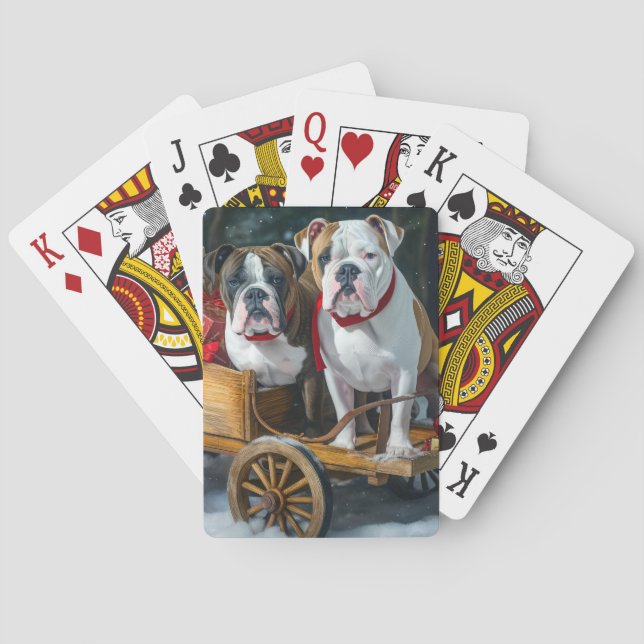 Baraja De Cartas Navidades de American Staffordshire Snowy Sleigh (Reverso)