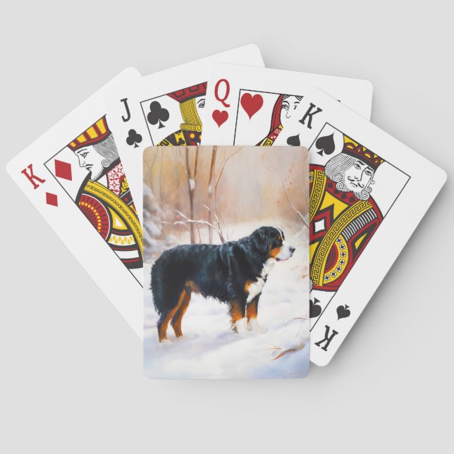 Baraja De Cartas Navidades de Bernese Mountain Let It Snow (Reverso)