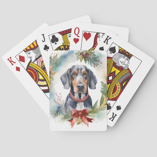 Baraja De Cartas Navidades de Bluetick Coonhound Wreath Festix Pup (Reverso)