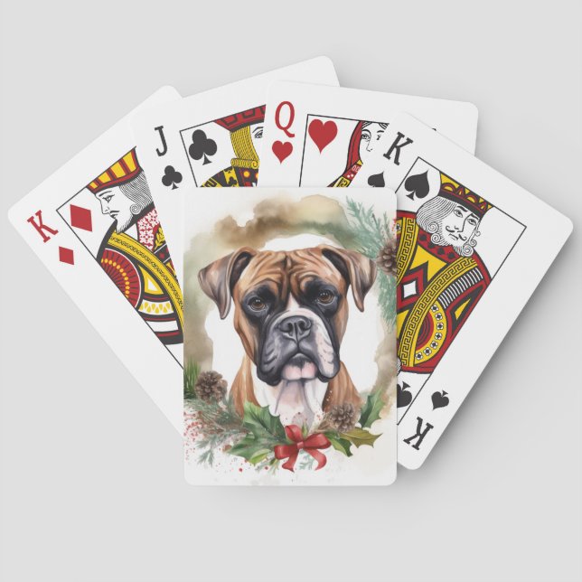 Baraja De Cartas Navidades de Boxer Wreath Festimes Pup (Reverso)