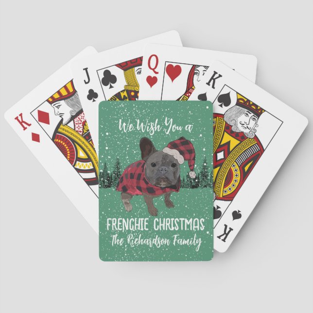 Baraja De Cartas Navidades de Bulldog franceses personalizan a perr (Reverso)