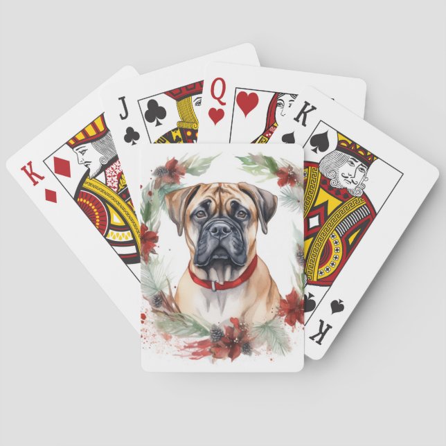 Baraja De Cartas Navidades de bullmastiff Wreath Festimes Pup (Reverso)