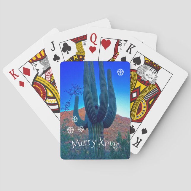 Baraja De Cartas Navidades de Cactus del Desierto de Arizona (Reverso)