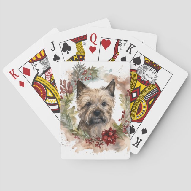 Baraja De Cartas Navidades de Cairn Terrier en una presentación fes (Reverso)