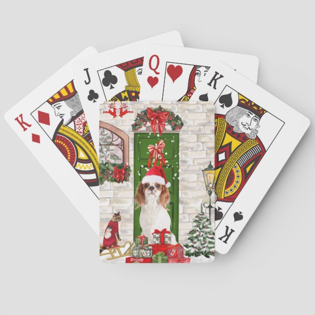 Baraja De Cartas Navidades de Cavalier King Dog (Reverso)