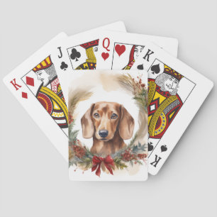 Baraja De Cartas Navidades de Dachshund en un grupo festivo