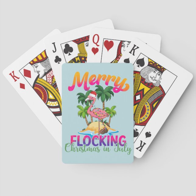 Baraja De Cartas Navidades De Flamingo En Julio | Flamingo tropical (Reverso)
