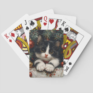 Baraja De Cartas Navidades de gatos de aguijón de Tuxedo