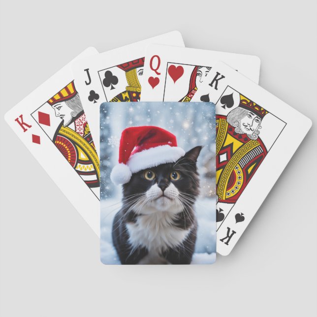 Baraja De Cartas Navidades de gatos negros y blancos (Reverso)