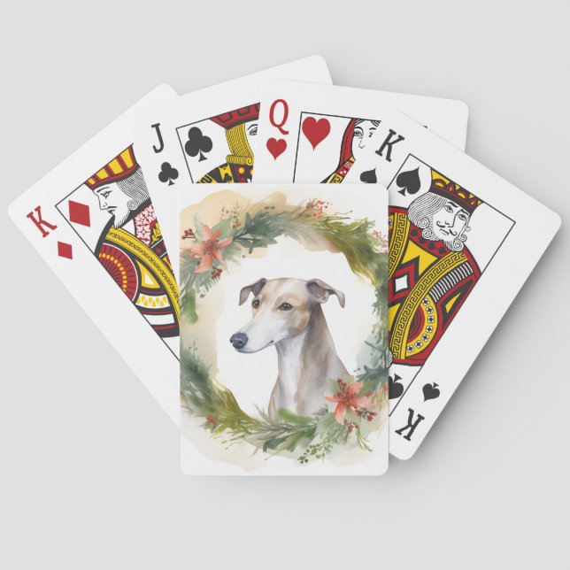Baraja De Cartas Navidades de Greyhound Wreath Festimes Pup (Reverso)