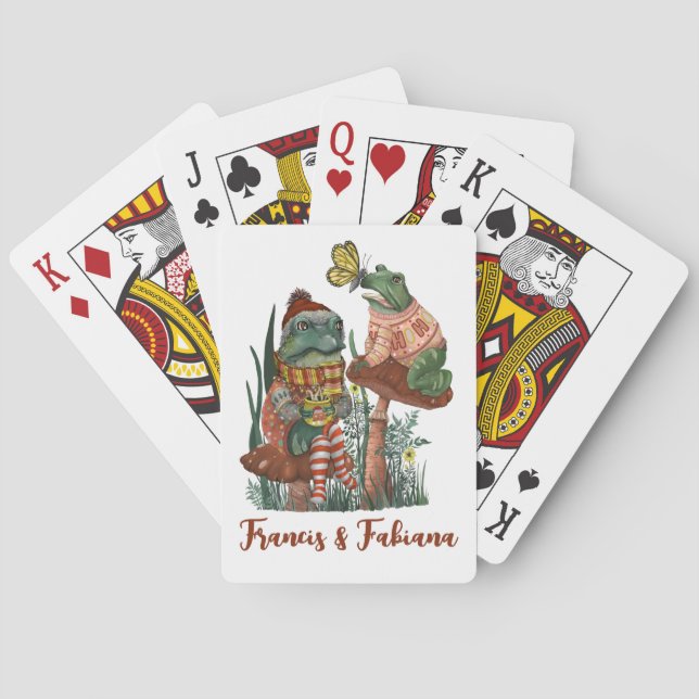 Baraja De Cartas Navidades de hongos de escarcha y toad y merry Pla (Reverso)