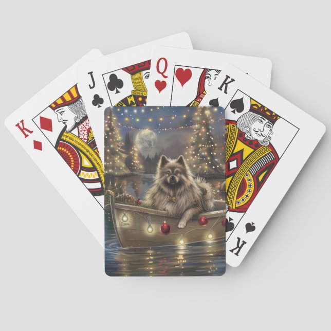 Baraja De Cartas Navidades de Keeshond Voyage festivo (Reverso)
