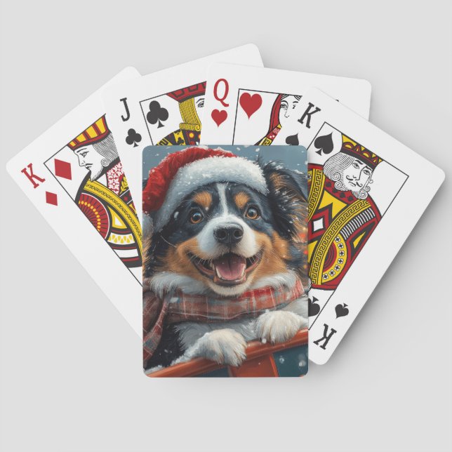 Baraja De Cartas Navidades de la Pascua de Roller de Perro de Pasto (Reverso)