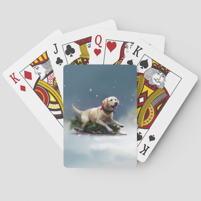 Baraja De Cartas Navidades de Labrador en invierno (Reverso)