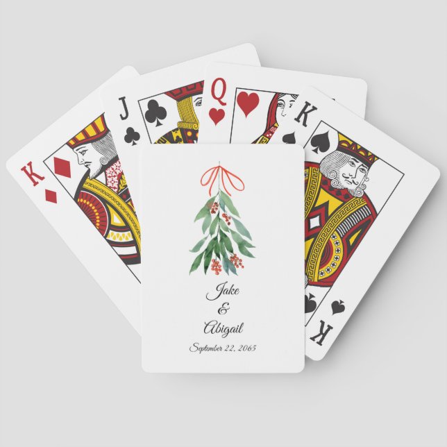 Baraja De Cartas Navidades de Mistletoe Personalizado personalizado (Reverso)