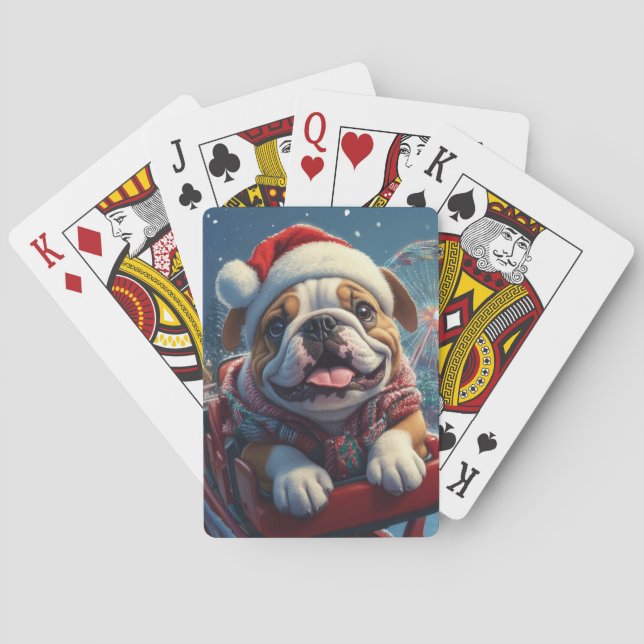 Baraja De Cartas Navidades de montaña rusa de bulldog (Reverso)
