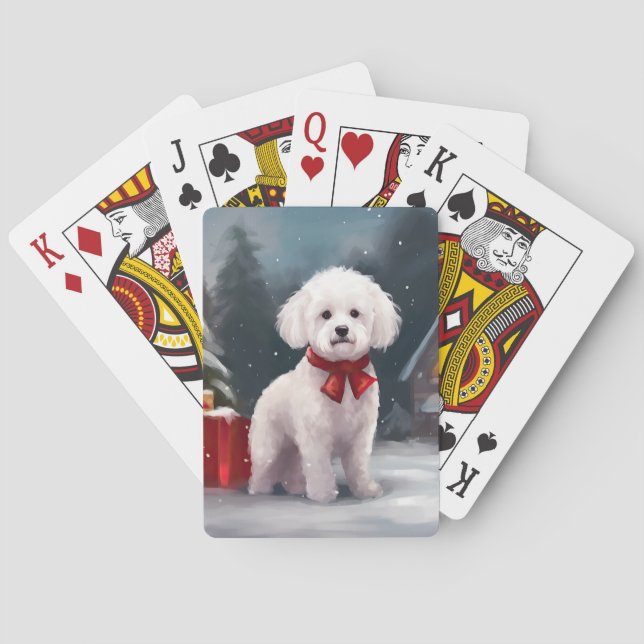 Baraja De Cartas Navidades de Nieve de Bichon Frise Dog (Reverso)