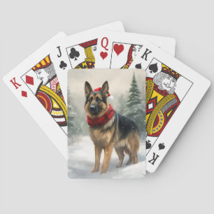 Baraja De Cartas Navidades de Pastor Alemán en Nieve