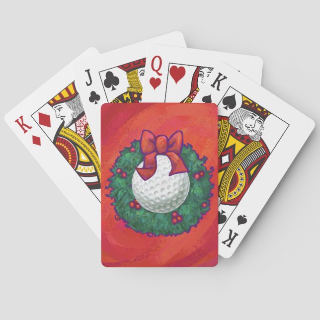 Baraja De Cartas Navidades de pelota de golf rojos (Reverso)