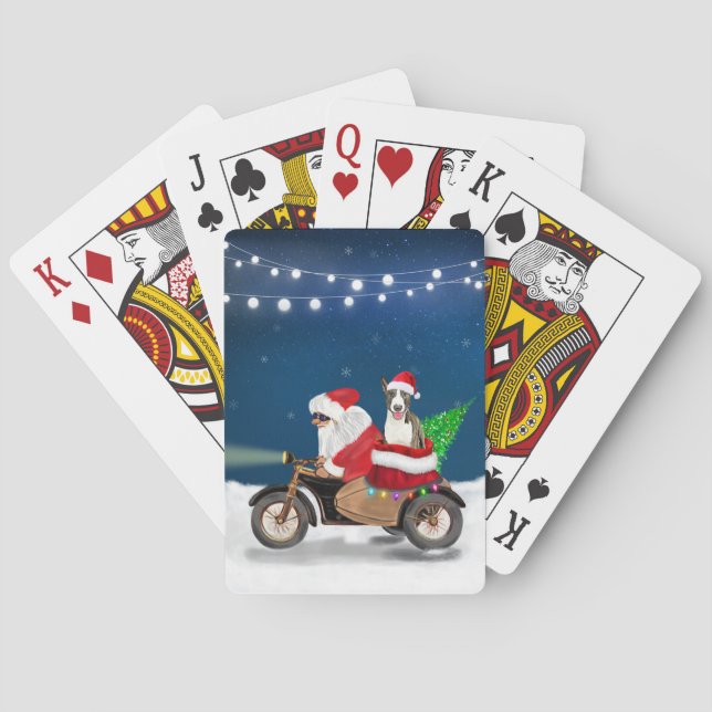 Baraja De Cartas Navidades de Perro Bull Terrier Santa Claus (Reverso)