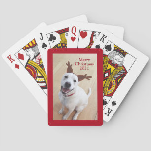 Baraja De Cartas Navidades de perro de cachorro de renos blancos so