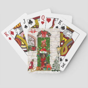 Baraja De Cartas Navidades de perro de Dachshund