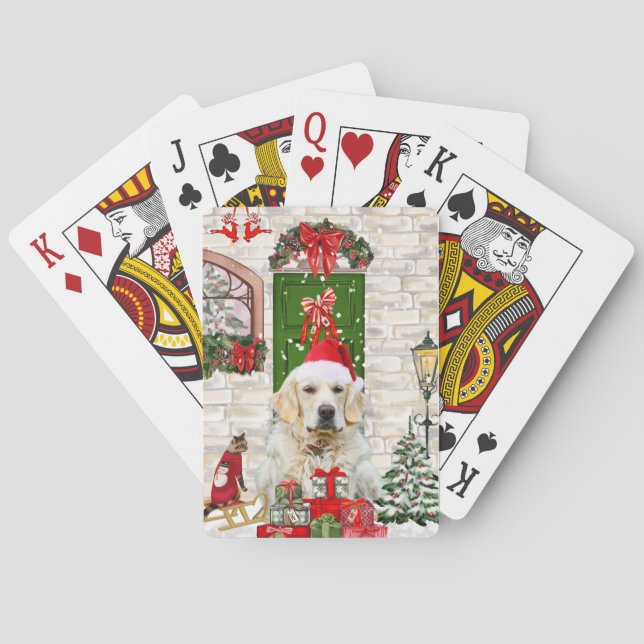 Baraja De Cartas Navidades de perro de Golden Retriever (Reverso)