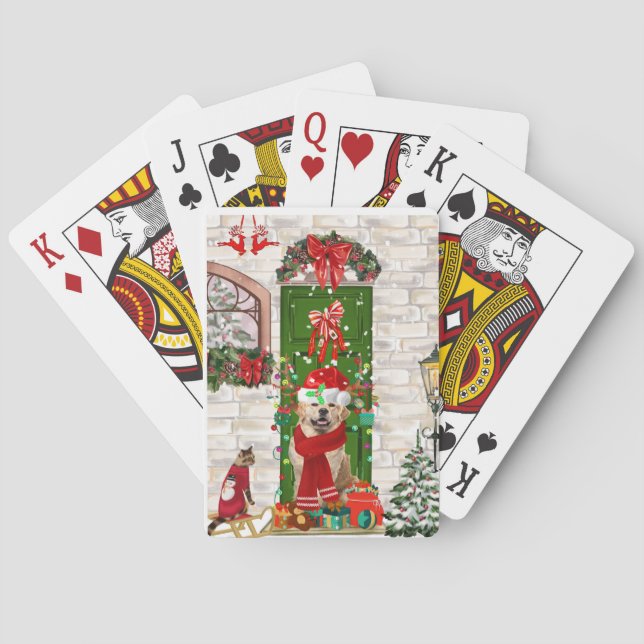 Baraja De Cartas Navidades de perro de Golden Retriever (Reverso)