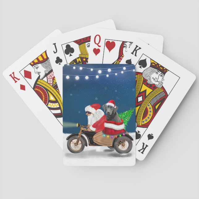 Baraja De Cartas Navidades de perro de Labrador Negro Santa Claus (Reverso)