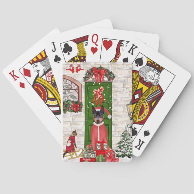 Baraja De Cartas Navidades de Perros de Pinscher en miniatura (Reverso)