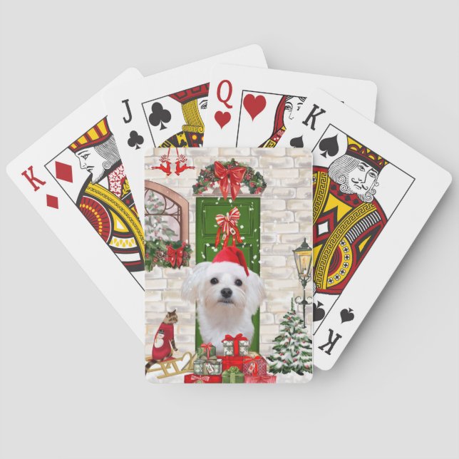 Baraja De Cartas Navidades de perros malteses (Reverso)