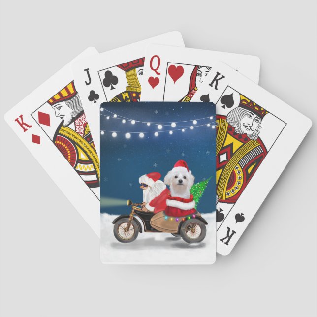 Baraja De Cartas Navidades de perros malteses Santa Claus (Reverso)