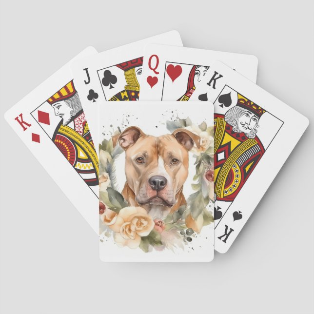 Baraja De Cartas Navidades de Pitbull Wreath Festimes Pup (Reverso)