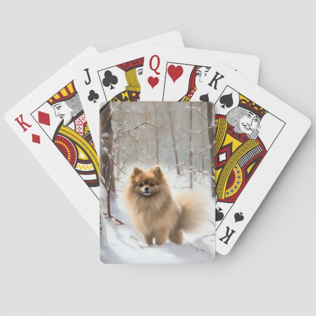 Baraja De Cartas Navidades de Pomeranian Let It Snow (Reverso)