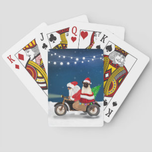 Baraja De Cartas Navidades de pug Dog Santa Claus