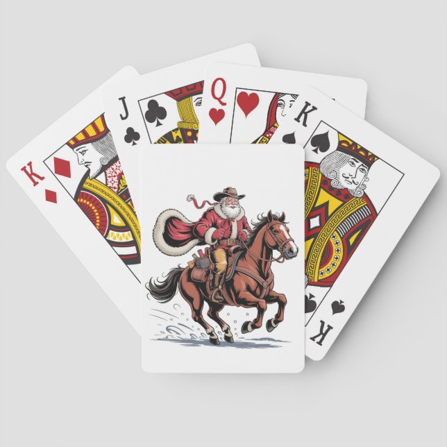 Baraja De Cartas Navidades de Santa Bola de Rodeo y Caballo de Oest (Reverso)