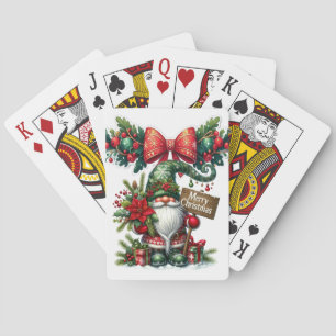 Baraja De Cartas Navidades de Santa con Poinsettia