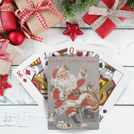 Baraja De Cartas navidades de Santa con té y galletas de los años 1