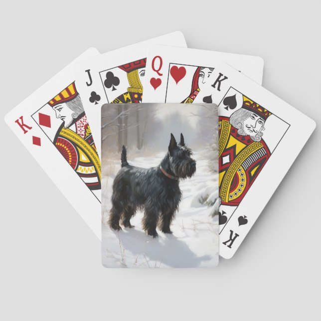 Baraja De Cartas Navidades de Scottish Terrier Let It Snow (Reverso)