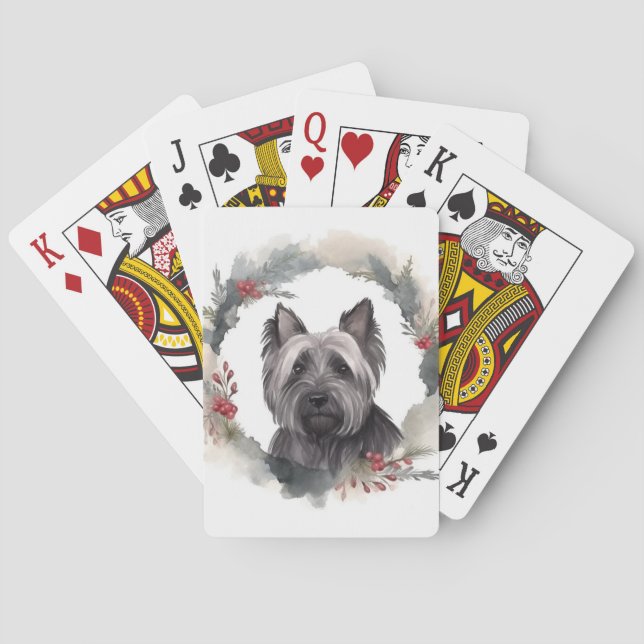 Baraja De Cartas Navidades de Skye Terrier escribieron presentación (Reverso)