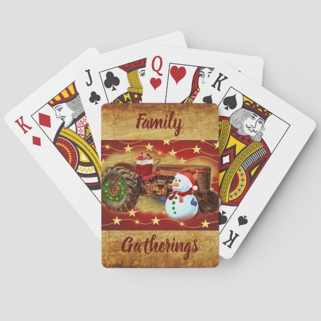 Baraja De Cartas Navidades de Tractores Rojos de Frosty (Reverso)