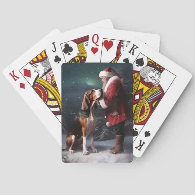 Baraja De Cartas Navidades de Treeing Walker Coonhound Santa Claus (Reverso)