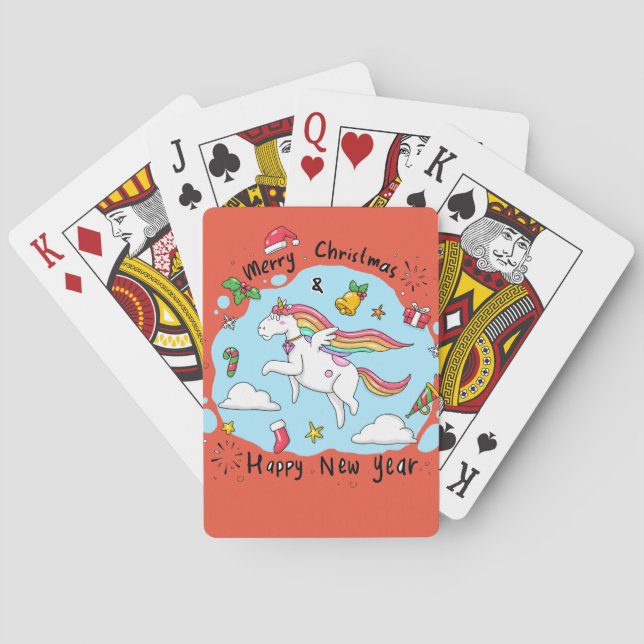 Baraja De Cartas Navidades de Unicornio (Reverso)