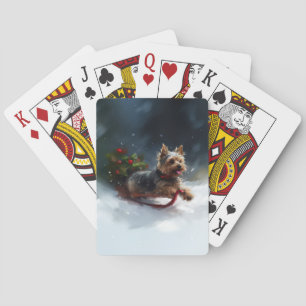 Baraja De Cartas Navidades de Yorkshire Terrier en invierno