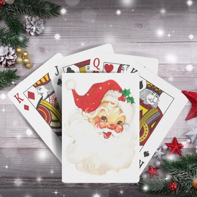 Baraja De Cartas navidades del Retro Santa Claus de los años 1950 (1950s Retro Santa Claus Christmas Playing Cards)