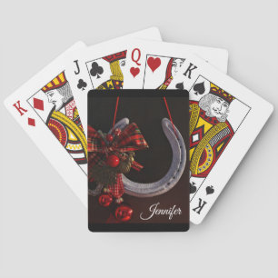 Baraja De Cartas Navidades ecuestres colgando foto de herradura