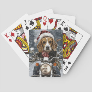 Baraja De Cartas Navidades en motocicleta Beagle Dog Riding